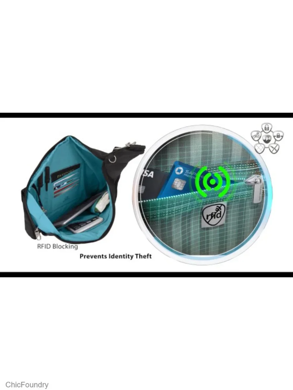 Anti-Theft Crossbody Bag with RFID Blocking, Locking Zippers